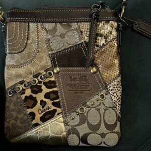 Coach Brown Madras Patchwork Animal Print Messenger Crossbody Bag New w/o Tag!